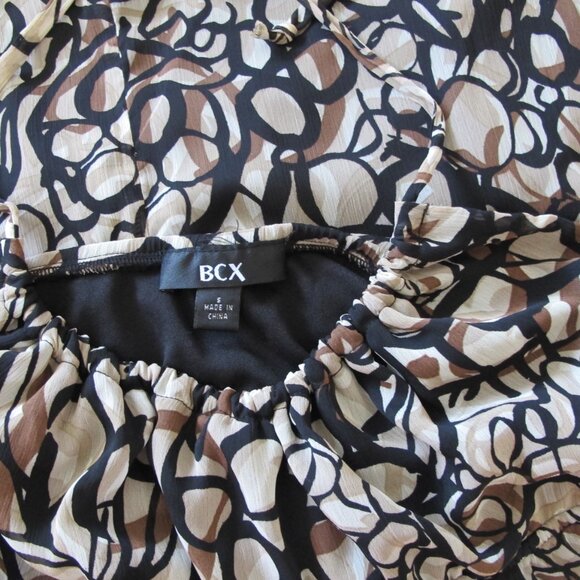 BCX | Y2K Espresso Sweetheart Neckline Patterned Dress - Picture 3 of 6